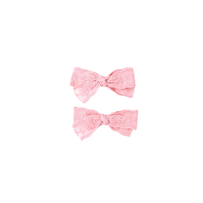 Blush Eyelet Mini Bow Set