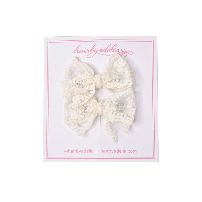 Ivory Lace Mini Bow Set