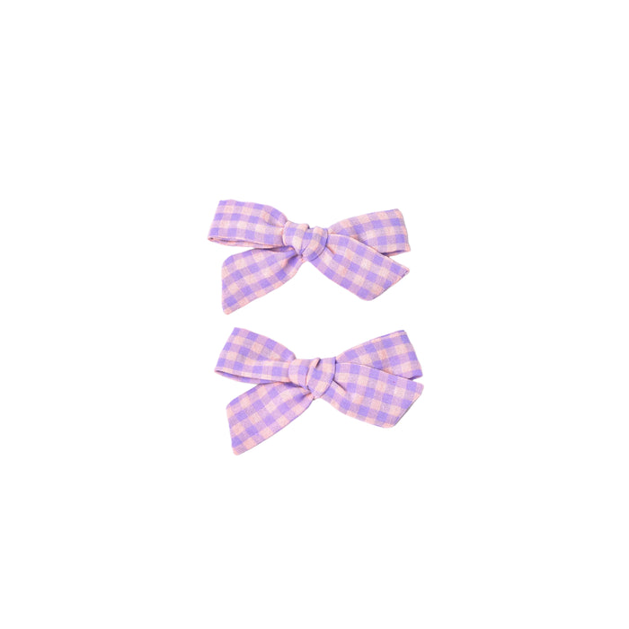 Lavender Gingham Mini Bow Set