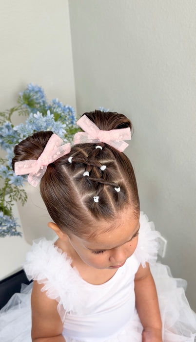 Blush Swiss Dot Mini Bow Set
