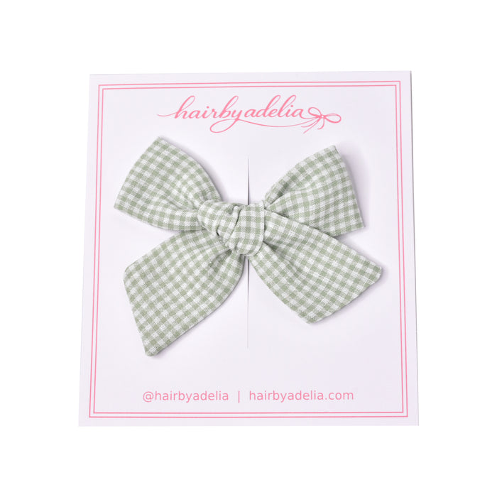 Sage Gingham Bow