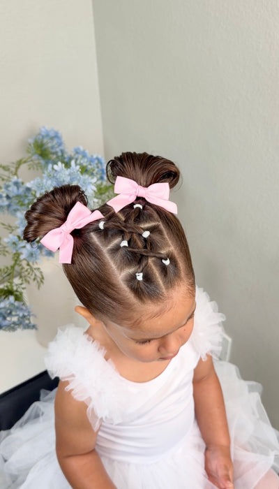 Pink Satin Mini Bow Set
