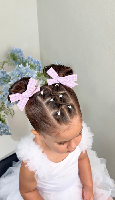Lavender Gingham Mini Bow Set