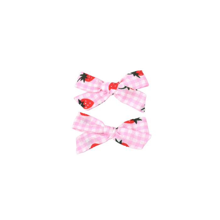 Strawberry Gingham Mini Bow Set
