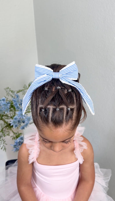 Blue Pinstripe Classic Bow