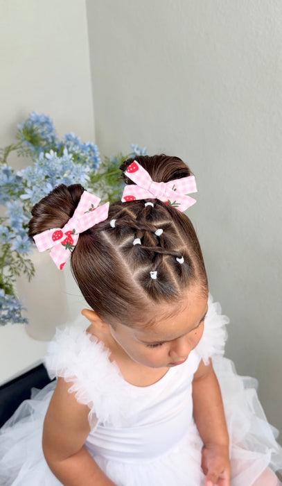 Strawberry Gingham Mini Bow Set