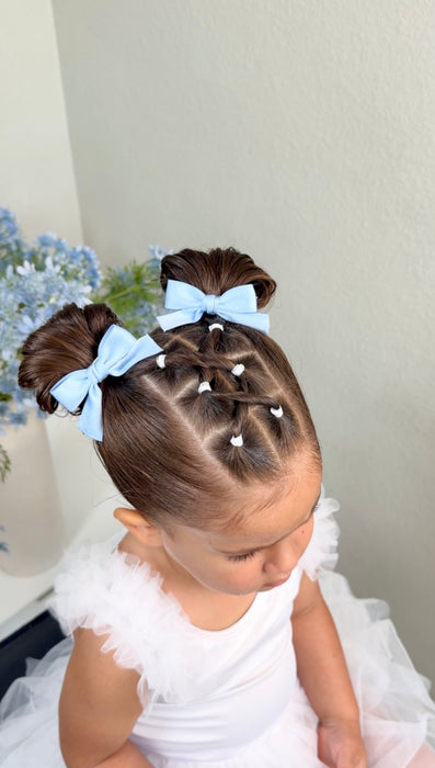 Blue Satin Mini Bow Set